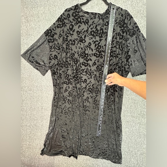 Elliott & vine Open Front Kimono Sheer Black Velvet Floral Size 2X Witchy Whimsi - Picture 10 of 12